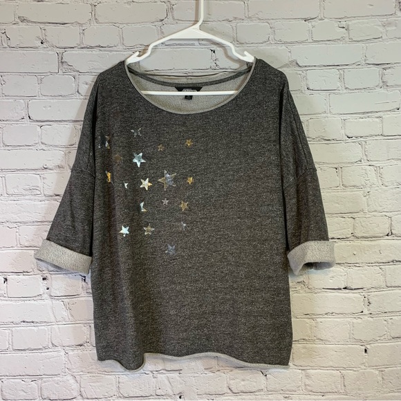👻3/$15 Last Chance Sale Project Runway Grey Metallic Stars Cropped Sweatshirt XL - Picture 1 of 8